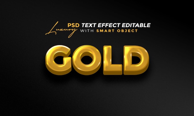 PSD Редактируемый 3d золотой роскошный текстовый эффект psd