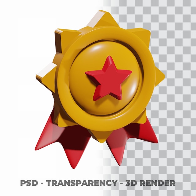 PSD 3d золотая медаль и лента с прозрачным фоном