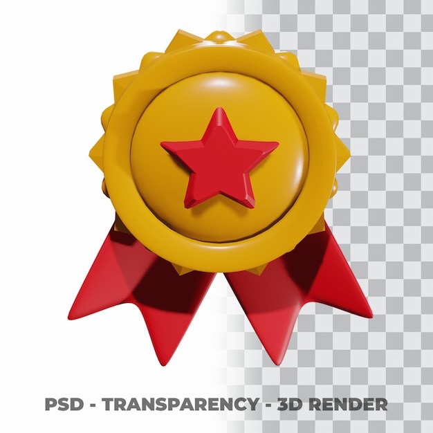 PSD 3d золотая медаль и лента с прозрачным фоном