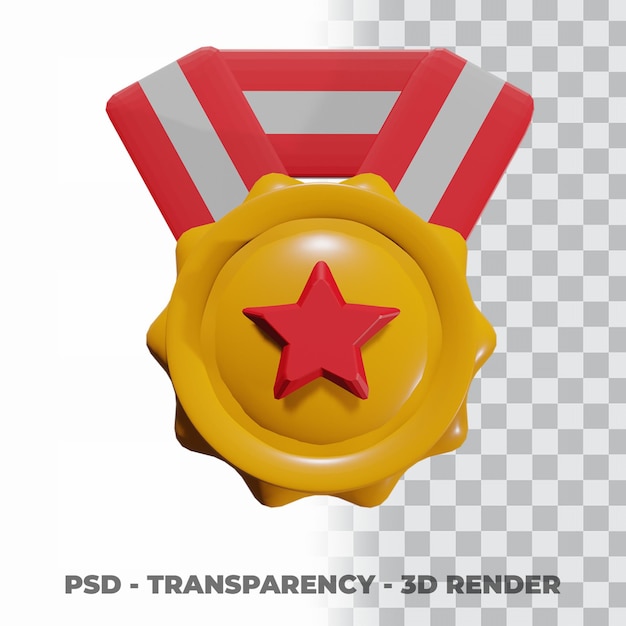 PSD 3d золотая медаль и лента с прозрачным фоном