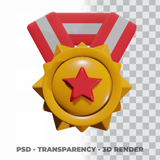 PSD 3d золотая медаль и лента с прозрачным фоном