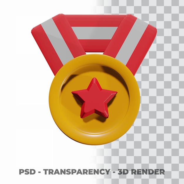 PSD 3d золотая медаль и лента с прозрачным фоном