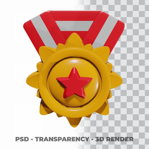 PSD 3d золотая медаль и лента с прозрачным фоном