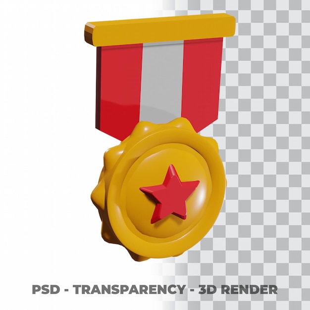 PSD 3d золотая медаль и лента с прозрачным фоном