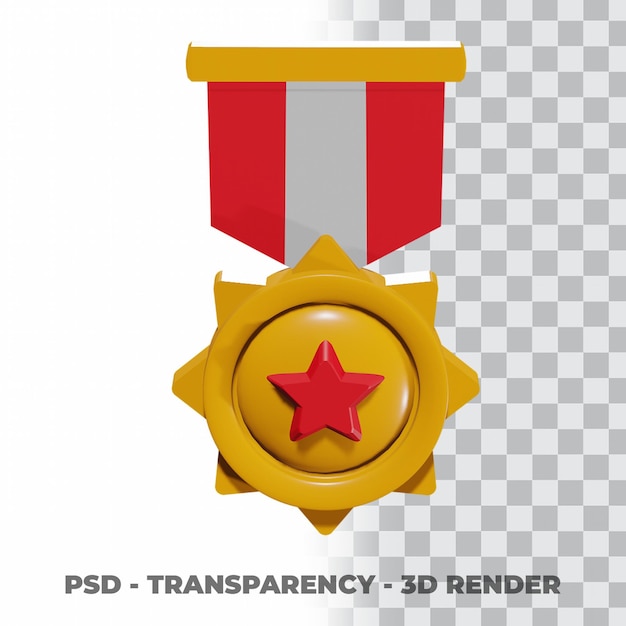 PSD 3d золотая медаль и лента с прозрачным фоном