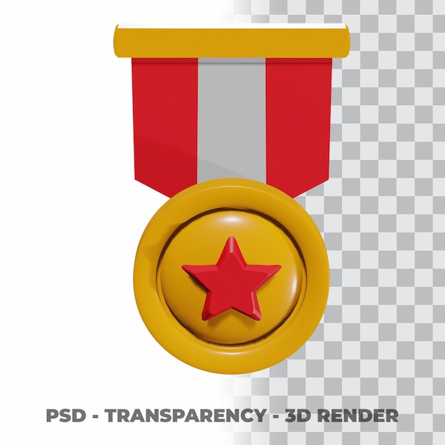 PSD 3d золотая медаль и лента с прозрачным фоном