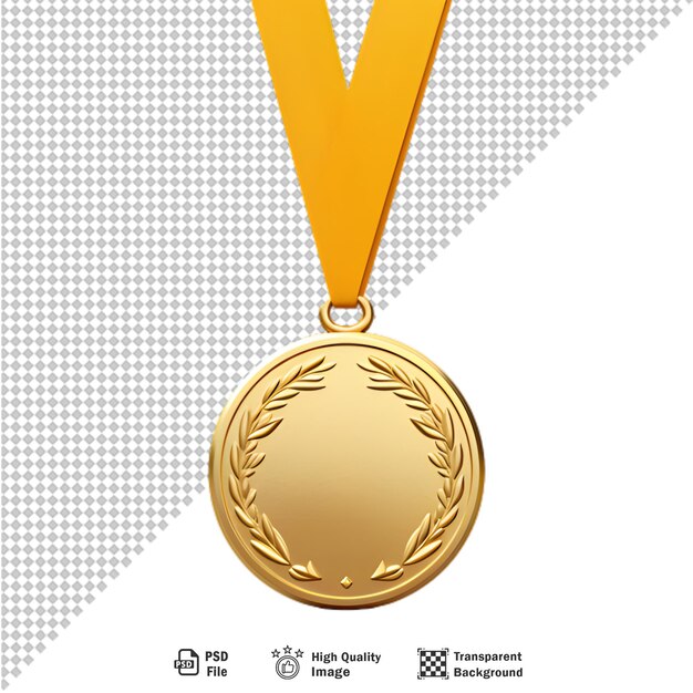 PSD 3d gold medal isolated on transparent background