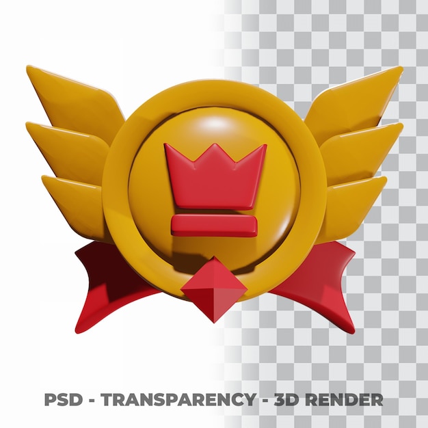 PSD 3d gold medal and ribbon with transparency background