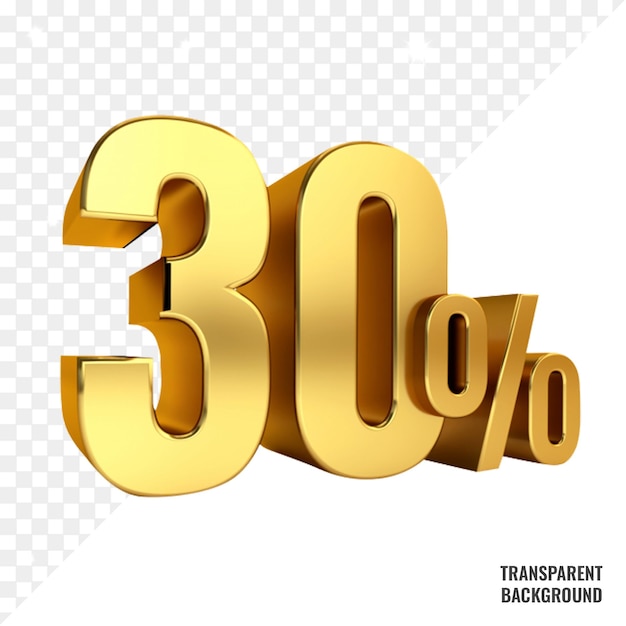 3D Gold metal discount 30 percent on transparent