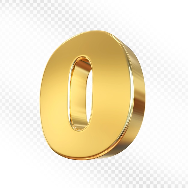 3D Gold Number 0