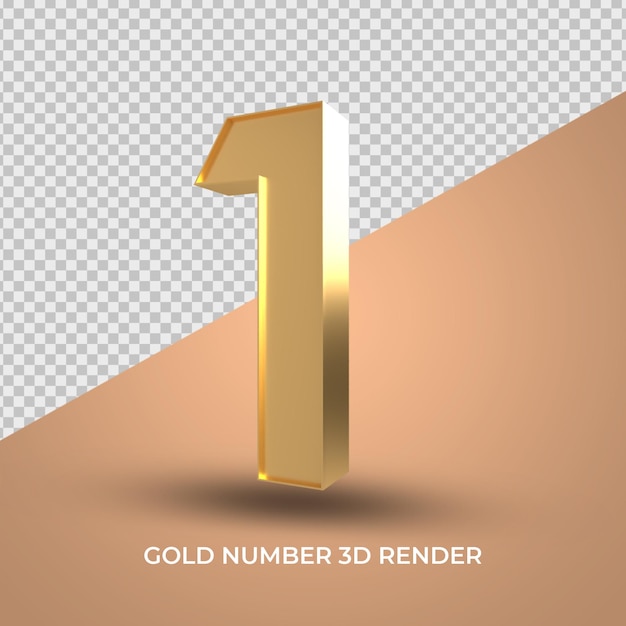 3d gold number 1 transparent