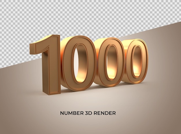 3D gold number 1000