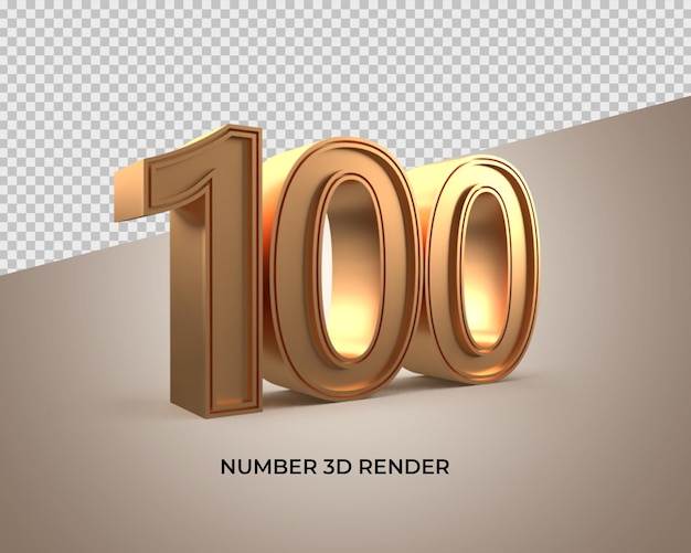 3D gold number 100