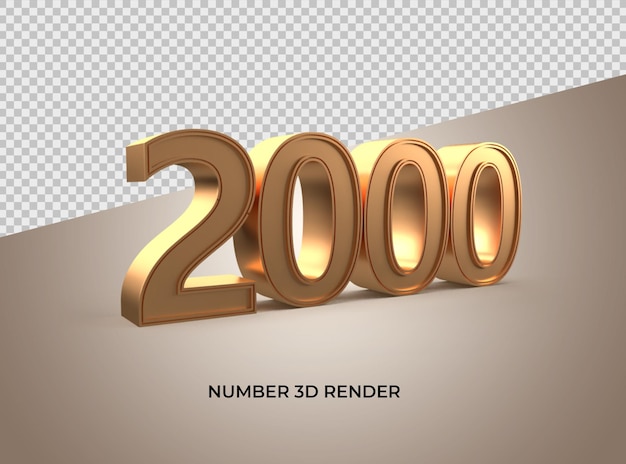 3D gold number 2000