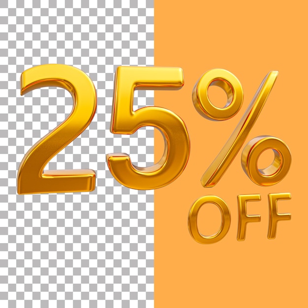 3d gold number 25 percent off rendering images