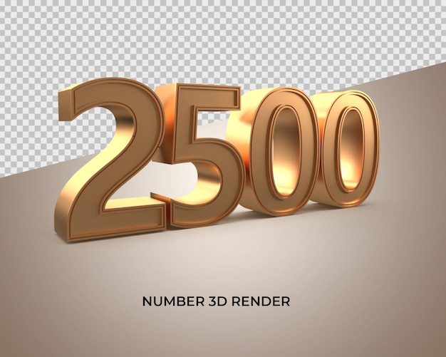 3d gold number 2500