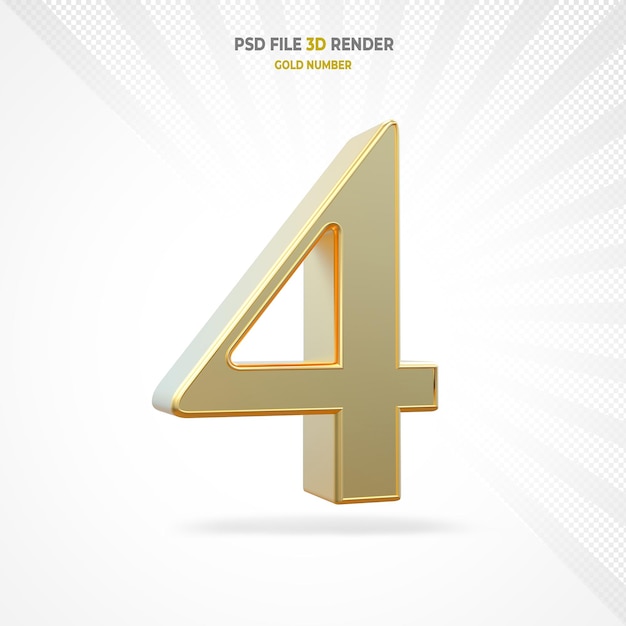 3d gold number 4