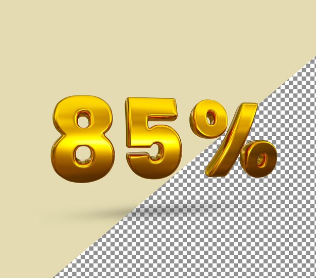 3d gold number 85 percent off