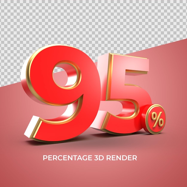 3d gold number 95 percentage red