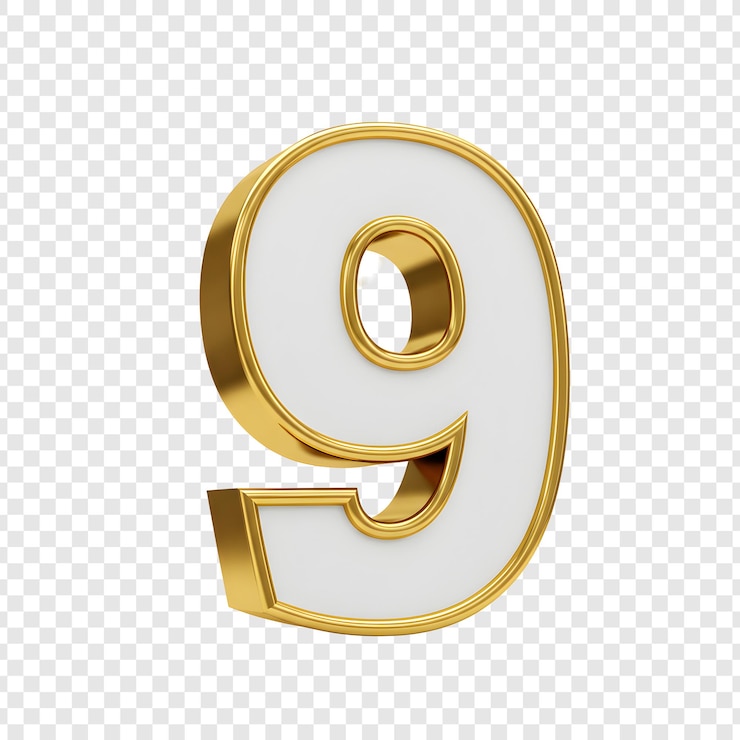 PSD 3d gold number nine