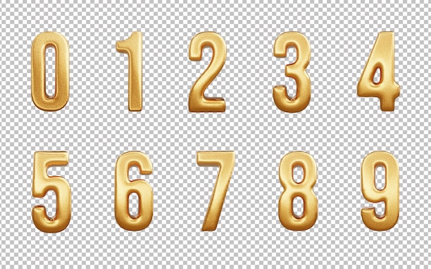 3d gold number set text o 3d 0 to 1 number text set