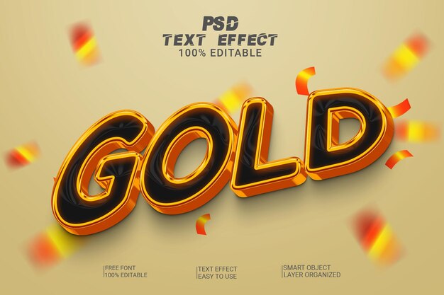 3d gold psd text effect style