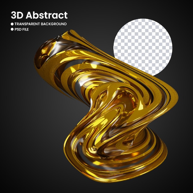 PSD 3d gold rendering of abstract shapes