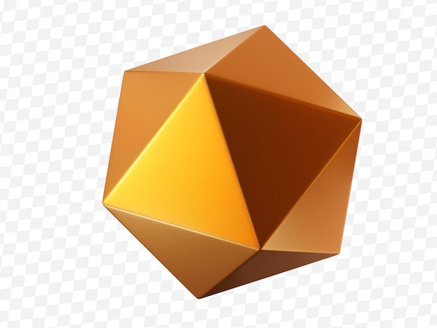 3d gold shape spherical polyhedron Metal simple figure for your design on isolated background