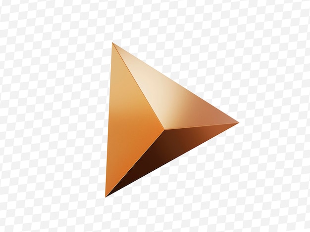 3d gold shape tetrahedron Metal simple figure for your design on isolated background