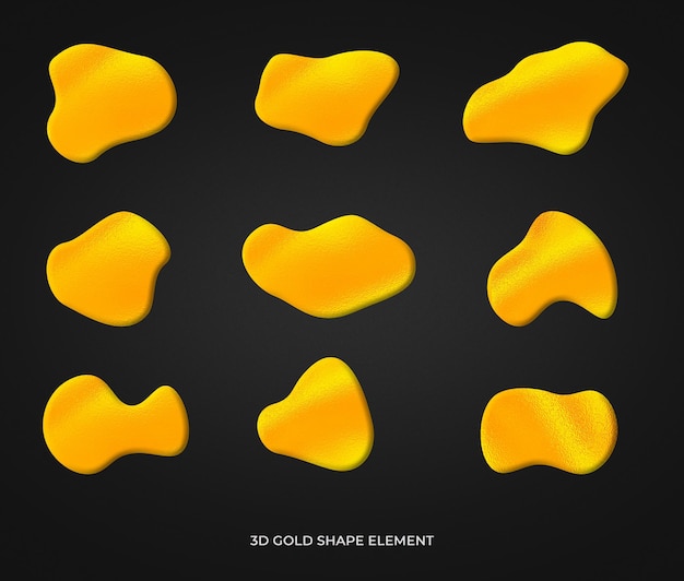 3d gold shape transparent psd file design