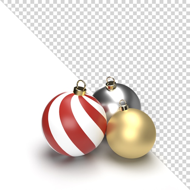 Rendering 3d isolato palla di natale oro e argento