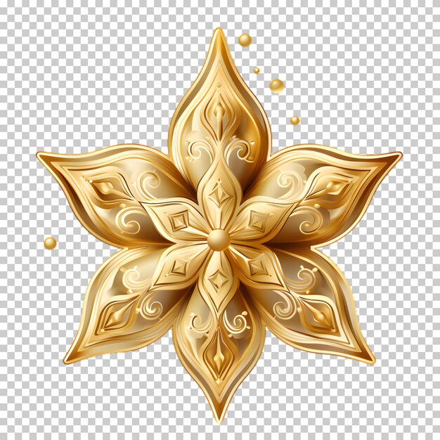 3d gold star isolated on transparent background