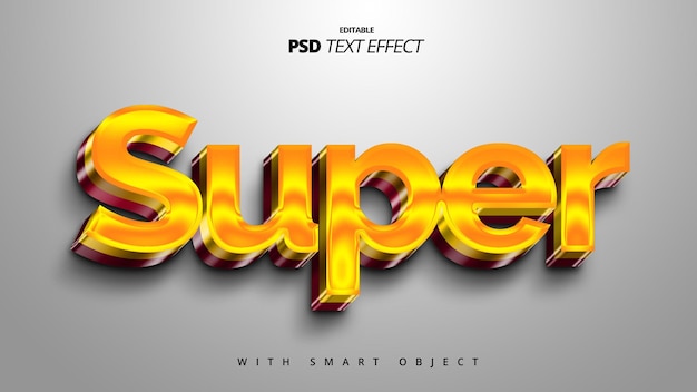 PSD 3d gold super text effect design