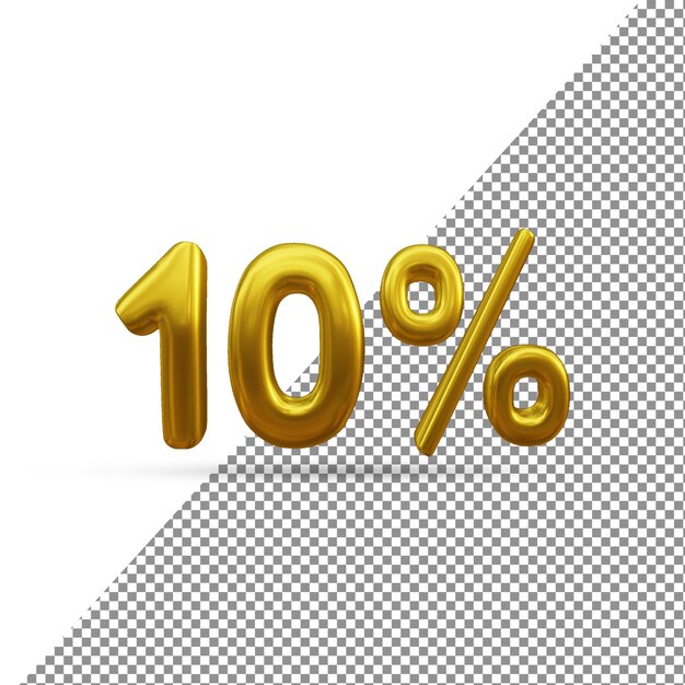 3d gold text effect of 10 percent