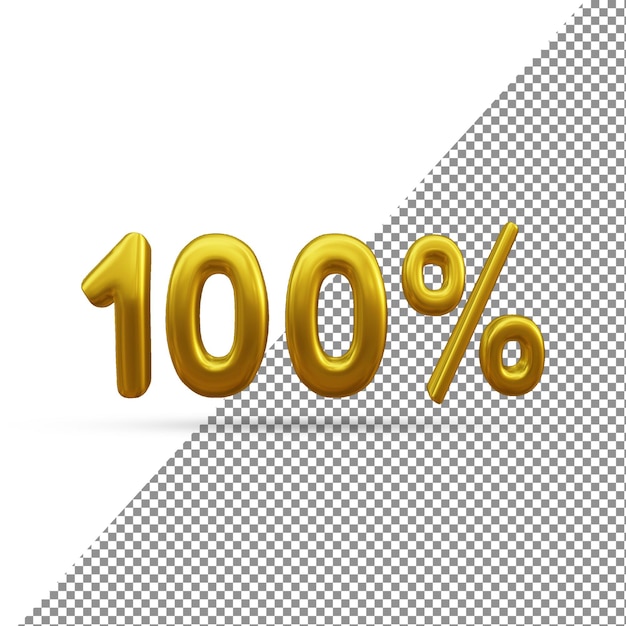 PSD 3d gold text effect of 100 percent