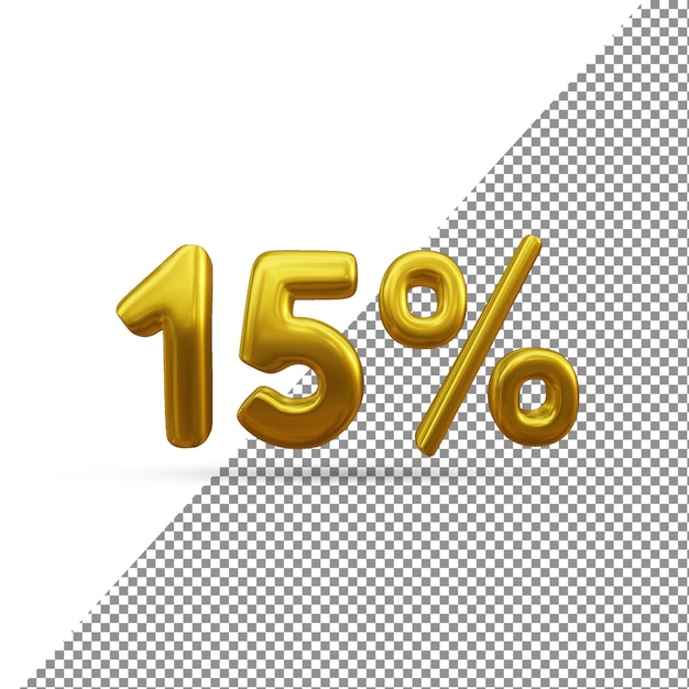 PSD 3d gold text effect of 15 percent