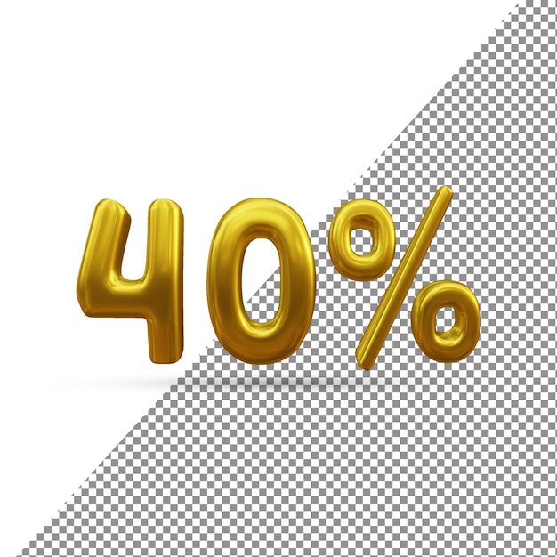 PSD 3d gold text effect of 40 percent