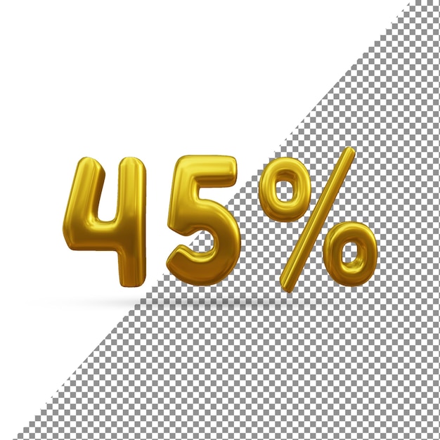 PSD 3d gold text effect of 45 percent