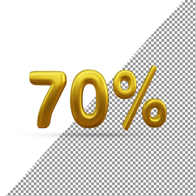 3d gold text effect of 70 percent