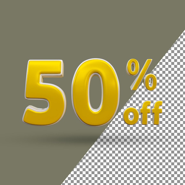 3d gold text number 50 percent off