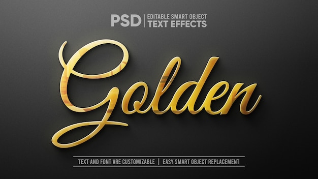 3d gold text on white marble editable smart object mockup