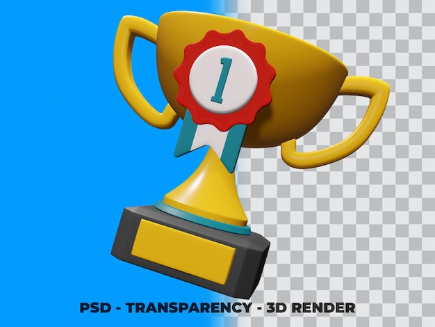 Trofeo d'oro 3d con trasparenza render modeling premium psd