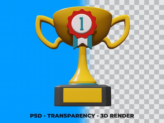 3d золотой трофей с моделированием прозрачности премиум psd