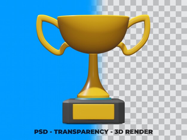 3d gold trophy with transparency render modeling premium psd