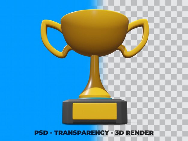 Trofeo d'oro 3d con trasparenza render modeling premium psd