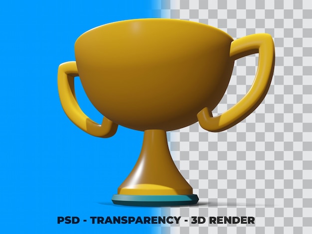 3d gold trophy with transparency render modeling premium psd