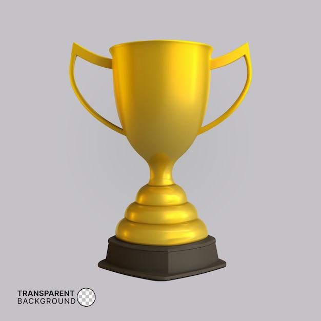 3d gold trophy with transparency render modeling psd