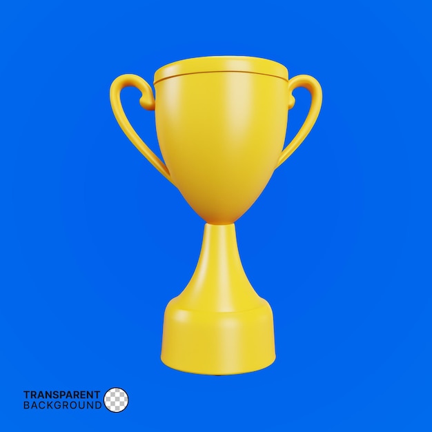 3d gold trophy with transparency render modeling psd