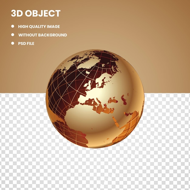 PSD 3d золотой глобус