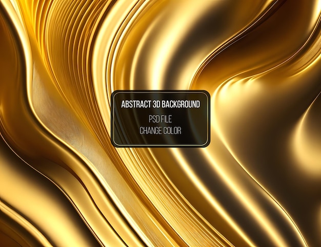 PSD 3d golden abstract flowing wave golden textured background